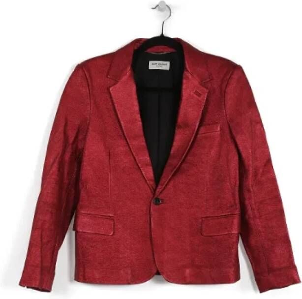 Saint Laurent Vintage Pre-owned Leather outerwear Rood Dames