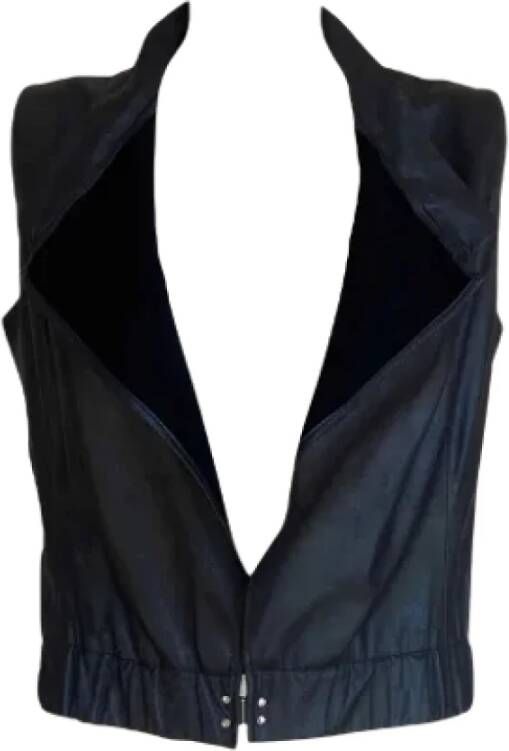 Saint Laurent Vintage Pre-owned Leather outerwear Zwart Dames