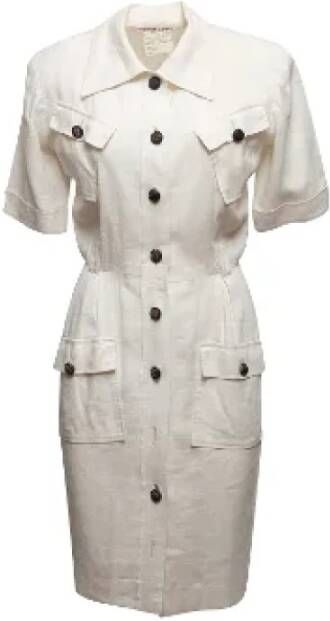 Saint Laurent Vintage Pre-owned Linen dresses Wit Dames