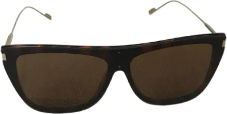 Saint Laurent Vintage Pre-owned Metal sunglasses Bruin Dames