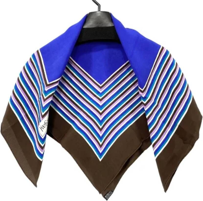 Saint Laurent Vintage Pre-owned Silk scarves Blauw Dames