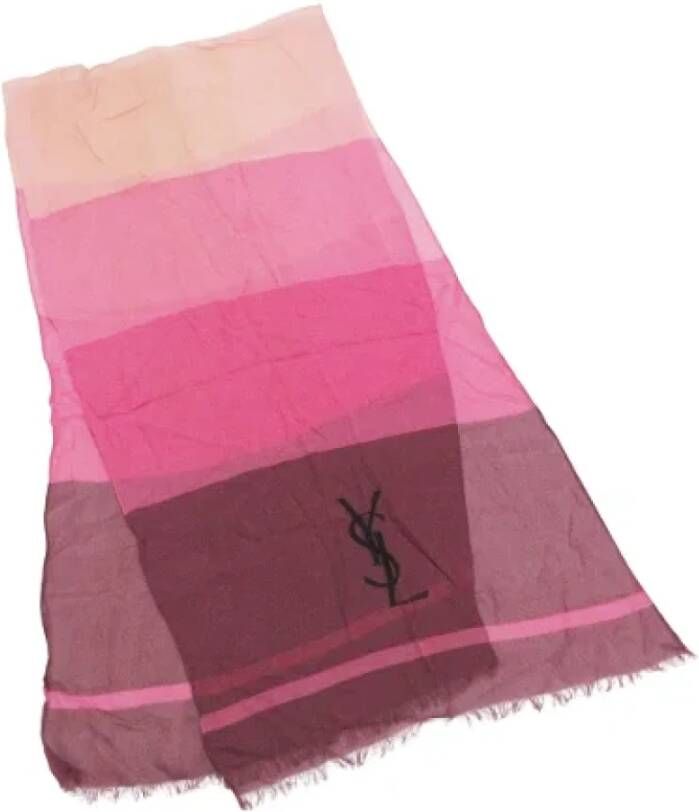 Saint Laurent Vintage Pre-owned Silk scarves Roze Dames