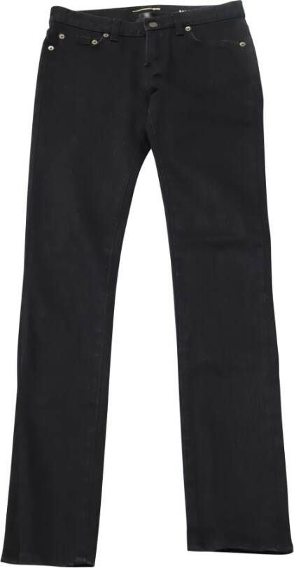 Saint Laurent Vintage Pre-Owned Skinny Jeans in Black Japanese Denim Zwart Dames