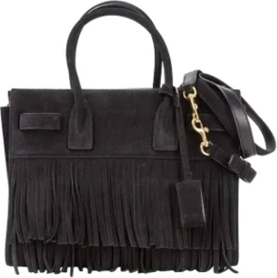 Saint Laurent Vintage Pre-owned Suede handbags Zwart Dames