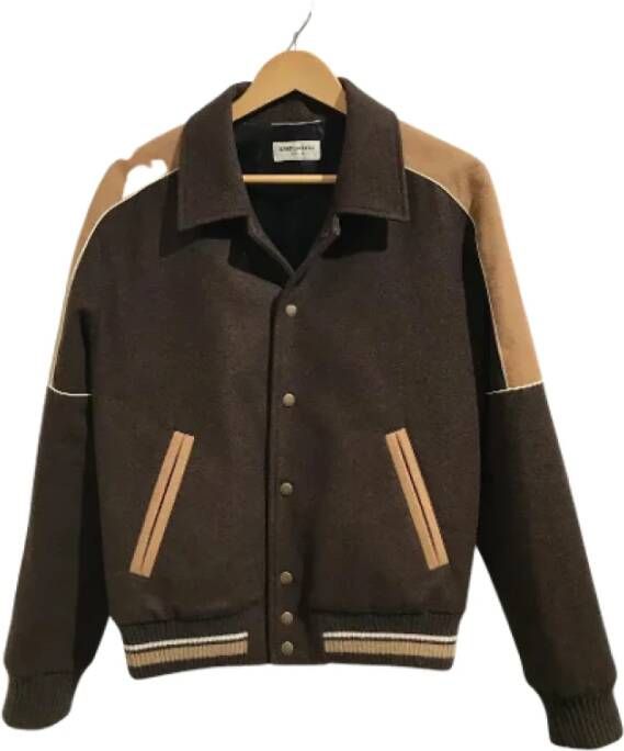 Saint Laurent Vintage Pre-owned Wool outerwear Bruin Dames