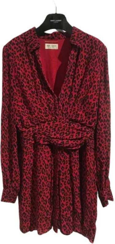 Saint Laurent Vintage Tweedehands Dres Rood Dames