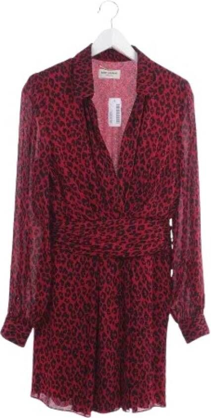 Saint Laurent Vintage Tweedehands Dres Rood Dames