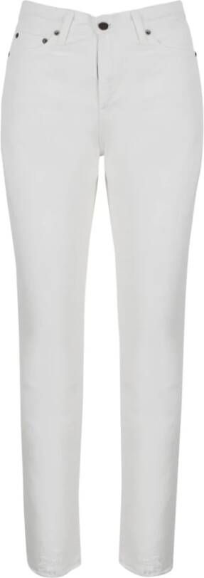Saint Laurent Vintage Witte Raw-edge Carrot-fit Jeans White Dames