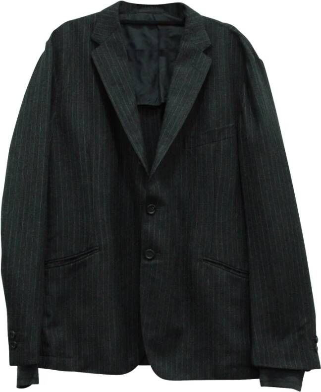 Saint Laurent Vintage Yves Saint Laurent Pinstripe Casual Jacket met manchet in grijze wol Grijs Heren