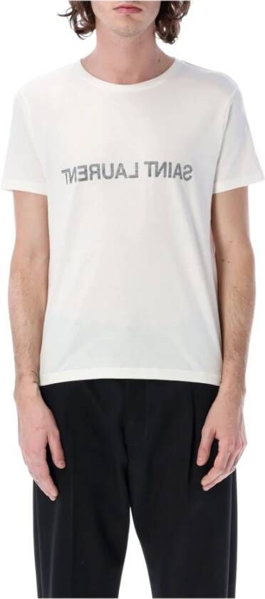 Saint Laurent Wit Aw23 Reverse Logo T-Shirt White Heren
