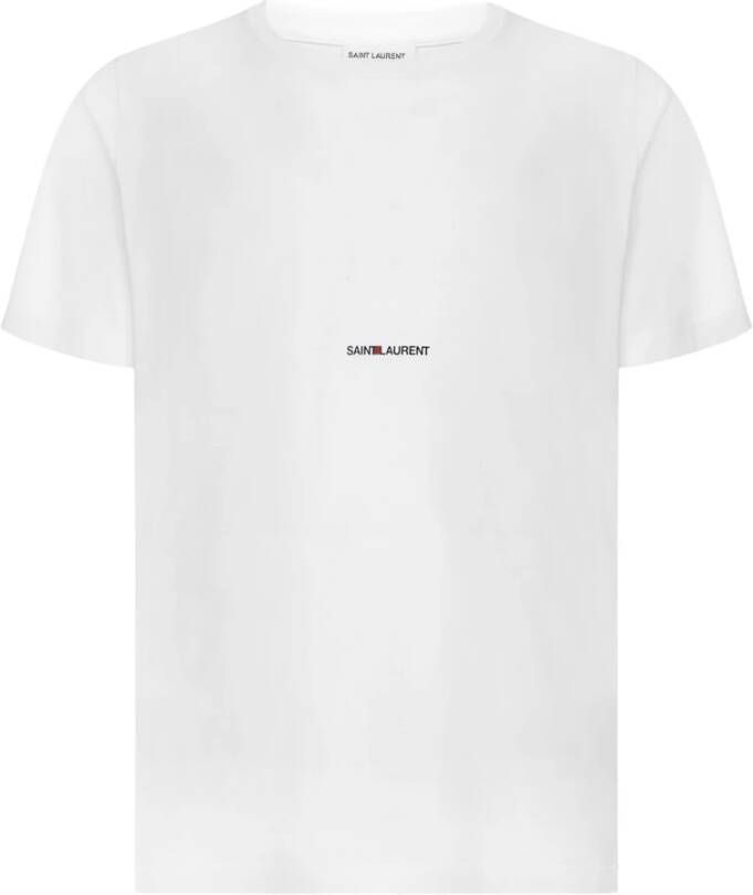 Saint Laurent Wit Katoenen Logo T-Shirt Luxe voor dagelijks gebruik White Heren
