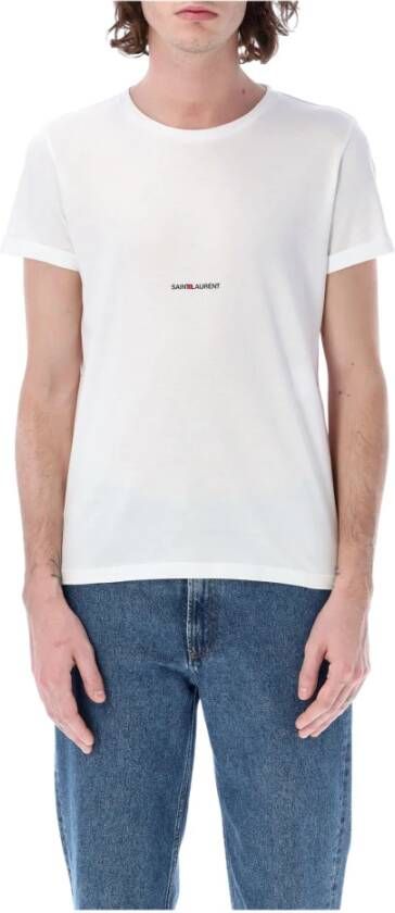 Saint Laurent Wit Logo Print T-Shirt Aw23 Collectie White Heren