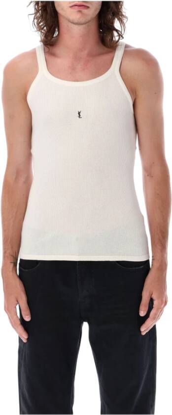 Saint Laurent Witte Logo Tanktop Aw23 White Heren