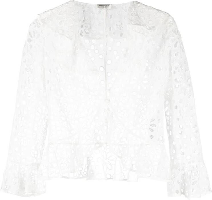Saint Laurent Witte Sweater Blouse White Dames