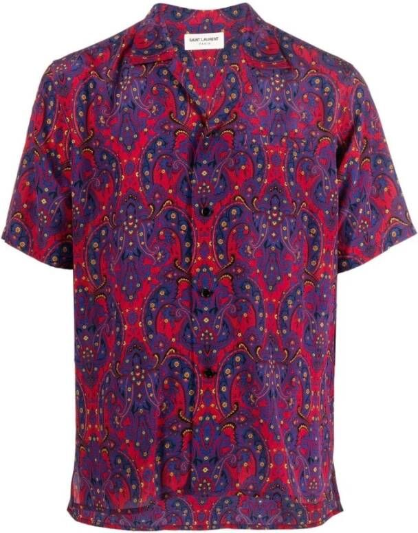 Saint Laurent Zijden overhemd met abstract Paisley-print Meerkleurig Heren