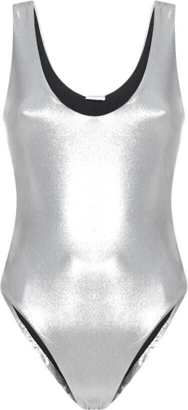 Saint Laurent Zilveren Statement Bodysuit Grijs Dames