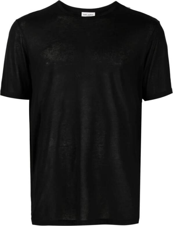 Saint Laurent Zwarte Crew-neck Korte mouw T-shirt Upgrade Zwart Heren