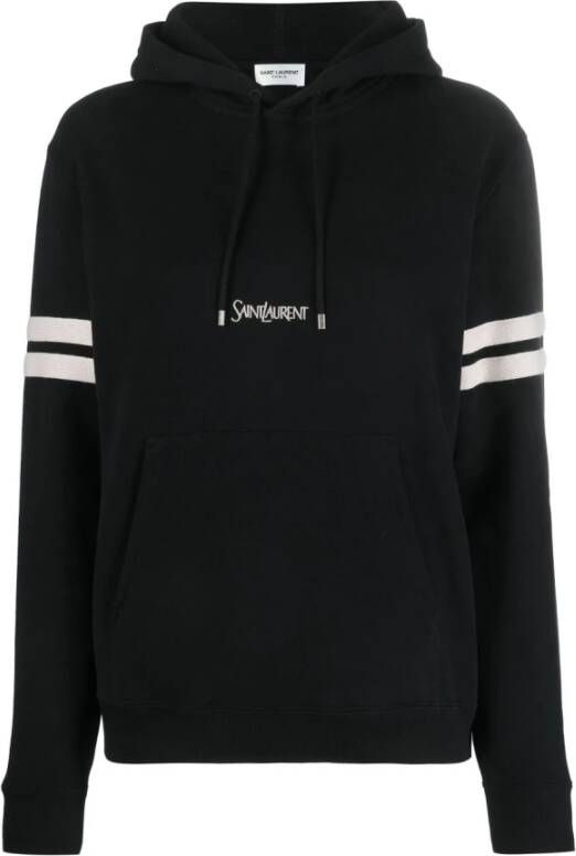 Saint Laurent Zwarte katoenen hoodie met borduursel Black Dames