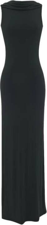 Saint Laurent Zwarte jurk met achterneklijn en zijdelingse split Zwart Dames