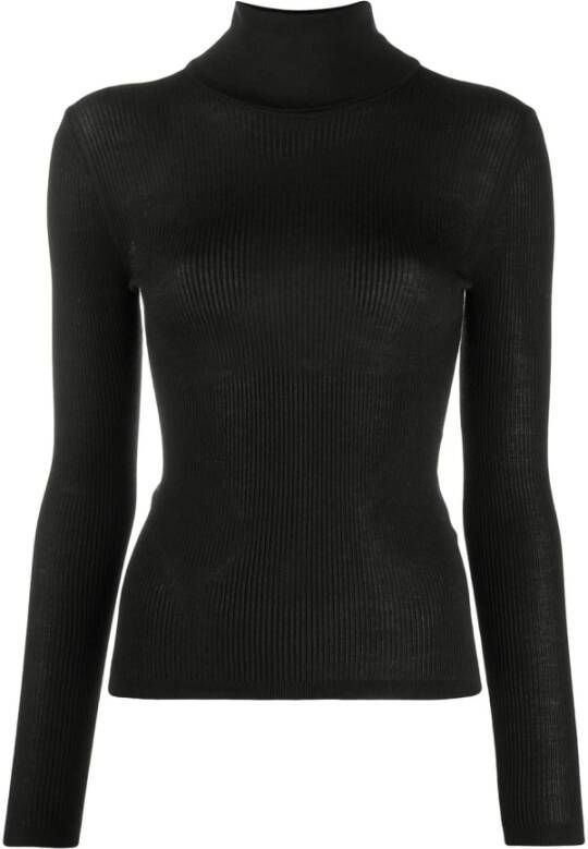 Saint Laurent Zwarte Kasjmier-Zijde-Wollen Rollneck Sweater Zwart Dames