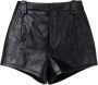 Saint Laurent Zwarte leren shorts met hoge taille Zwart Dames - Thumbnail 1