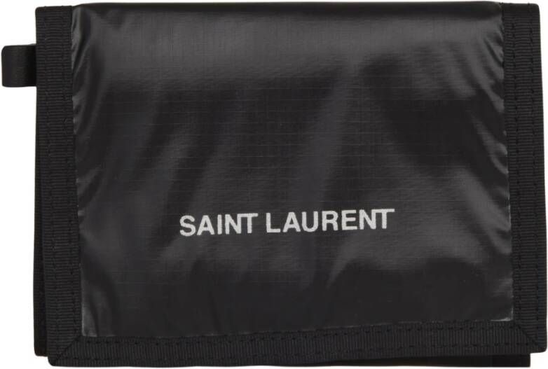 Saint Laurent Zwarte Nylon Nuxx Portemonnee met Ketting Zwart Heren