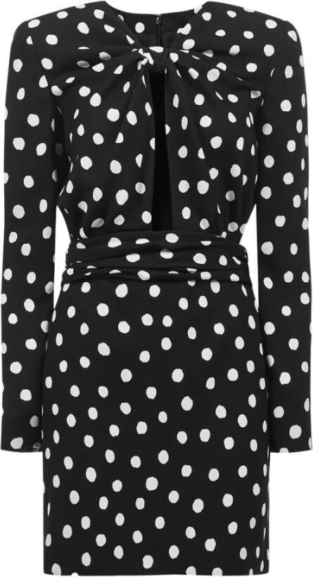 Saint Laurent Zwarte polkadot crepe mini-jurk Zwart Dames