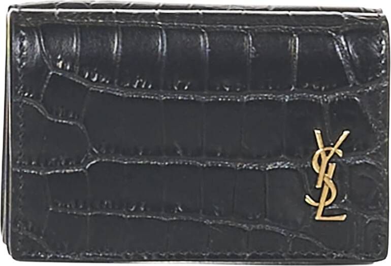Saint Laurent Zwarte portemonnee van krokodillenleer Zwart Heren