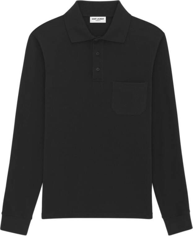Saint Laurent Zwarte T-shirts en Polos met Zakje Zwart Heren