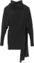 Saint Laurent Zwarte wollen wikkeljurk met capuchon Black Dames - Thumbnail 1