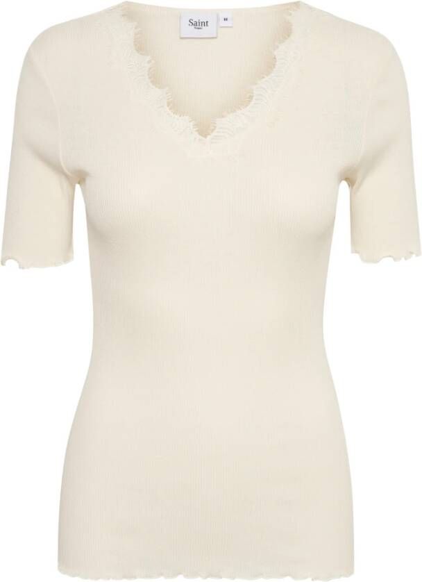 Saint Tropez Feminine Mayasz T-Shirt Top Ice White Dames