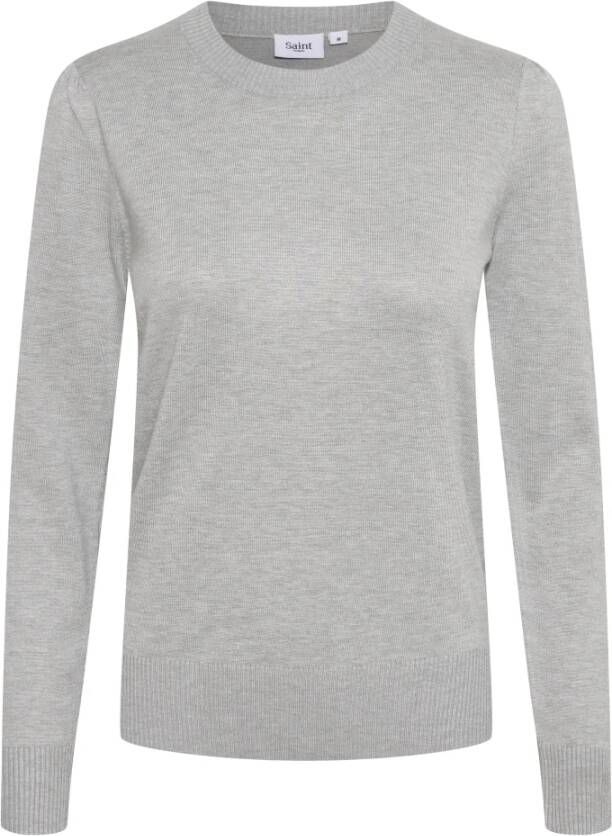 Saint Tropez Grijze Melange Gebreide Trui Gray Dames