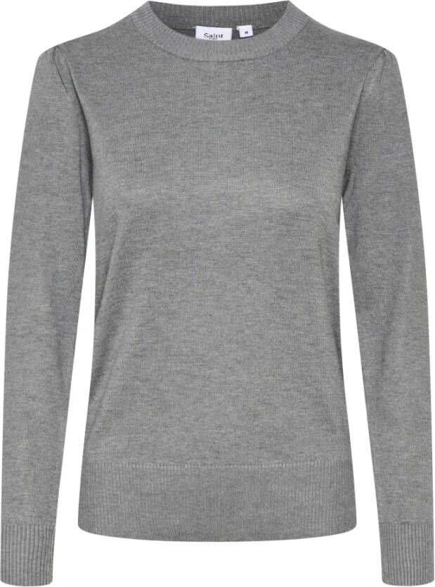 Saint Tropez Milasz Pullover Gebreid Mist Grey Melange Gray Dames