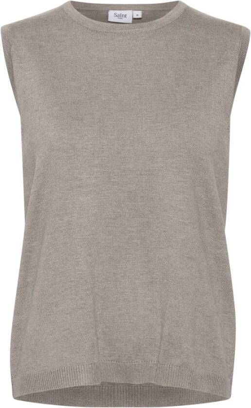 Saint Tropez Licht Gebreid Vest Atmos Melange Gray Dames