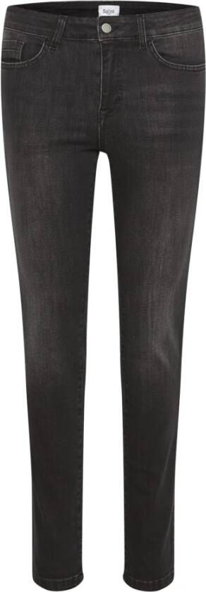 Saint Tropez Slim Fit Donkergrijze Denim Jeans Black Dames