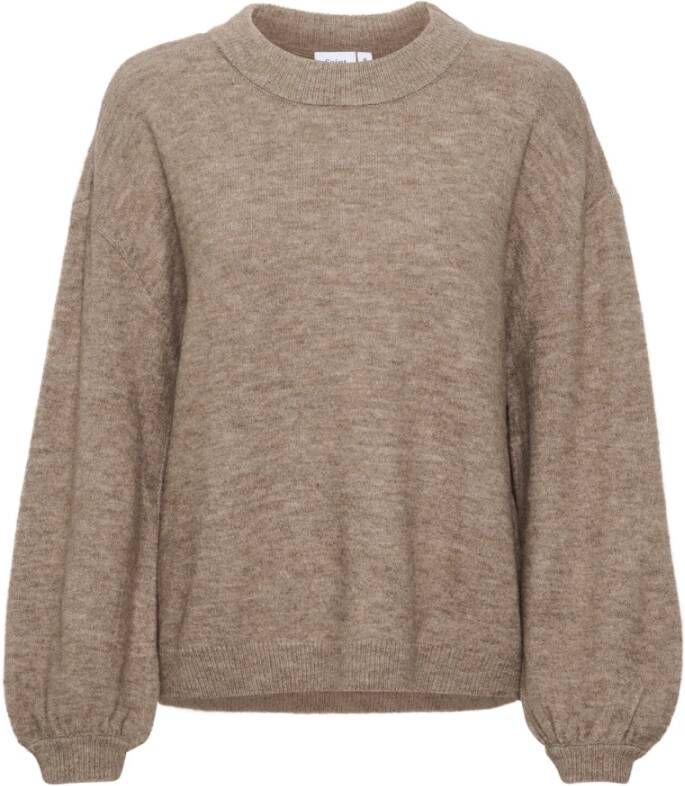 Saint Tropez Pofmouw Trui Rubber Melange Beige Dames