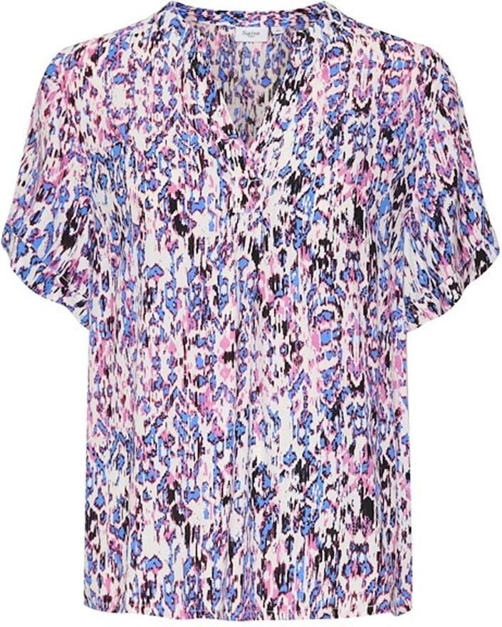 Saint Tropez Agnessz Ss Top Bluser Pink Ikat Multicolor Dames
