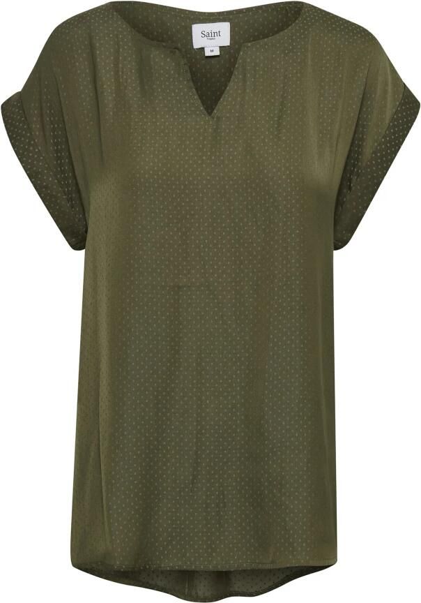 Saint Tropez Army Green Polkadot Blouse Green Dames
