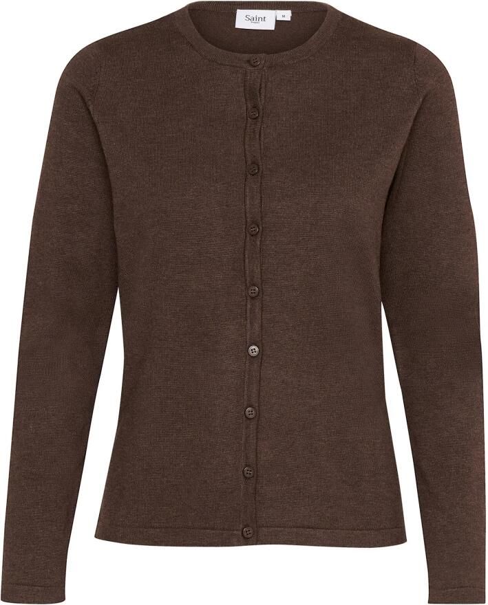 Saint Tropez Donker Eiken Melange Gebreide Vest Brown Dames