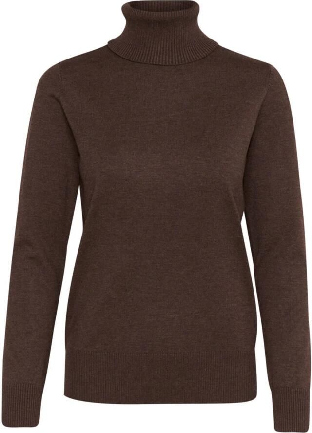 Saint Tropez Donker Eiken Melange Rollneck Sweater Brown Dames