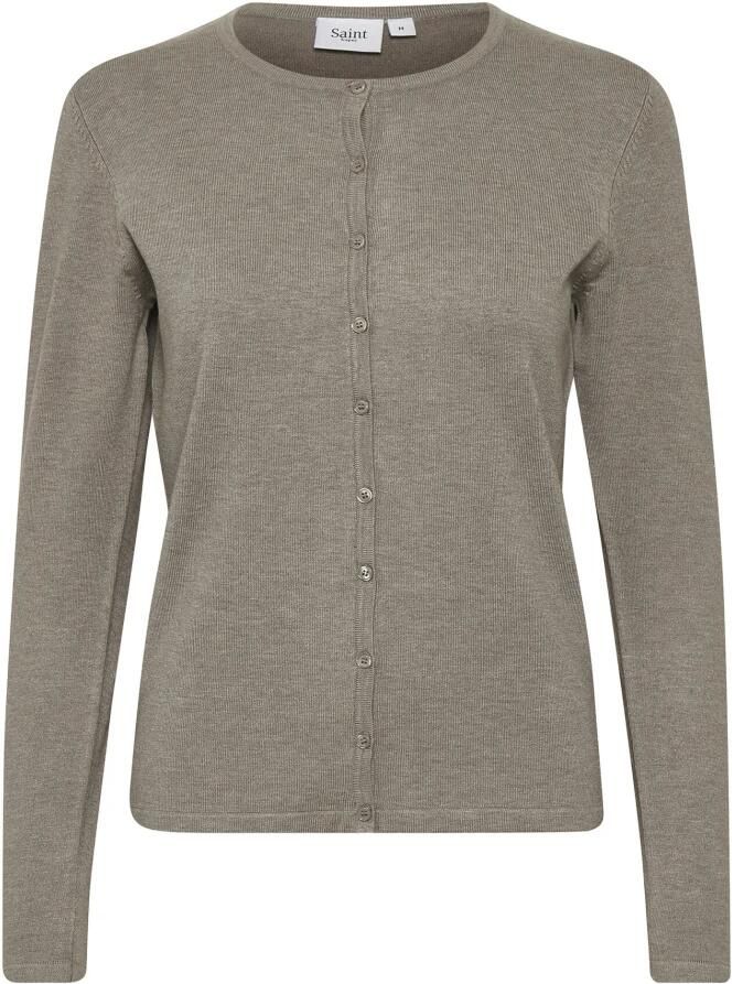 Saint Tropez Eenvoudige Cardigan met Knoopsluiting Gray Dames