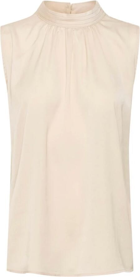 Saint Tropez Elegante Gedrapeerde Top Blouse Grijs Beige Dames