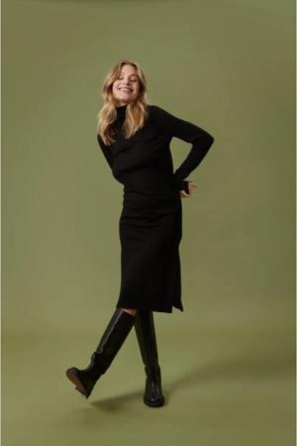 Saint Tropez Stijlvolle Gebreide Rolkraag Jurk in Zwart Black Dames - Foto 8