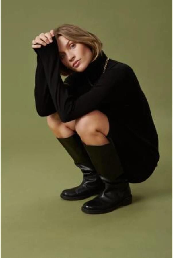 Saint Tropez Stijlvolle Gebreide Rolkraag Jurk in Zwart Black Dames - Foto 7