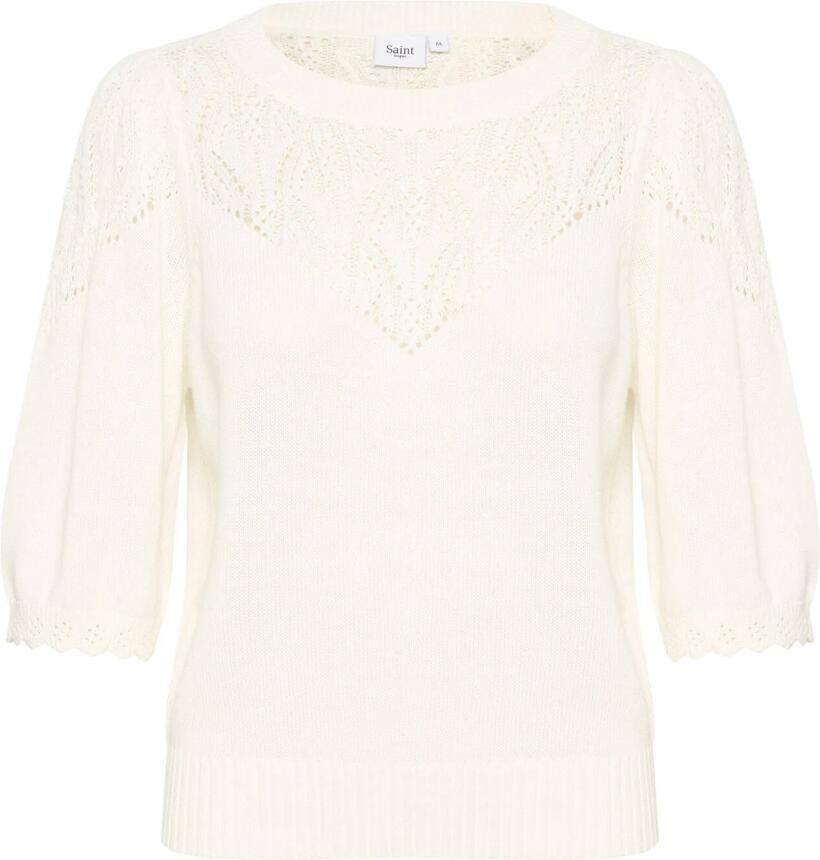 Saint Tropez Feminine Gebreide Pullover met Geborduurde Details White Dames - Foto 2