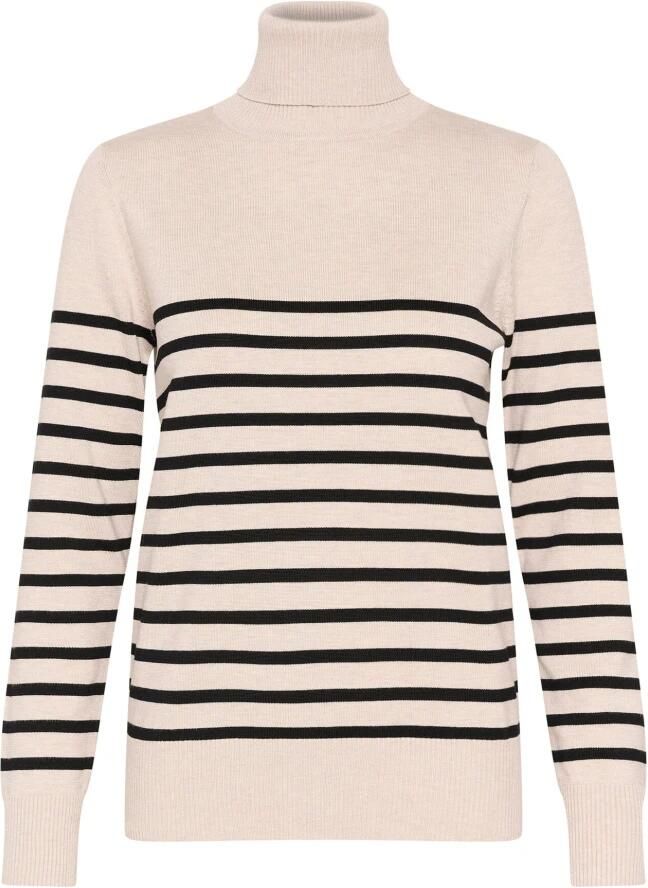 Saint Tropez Gestreepte Rollneck Pullover Trui Grijs Beige Dames