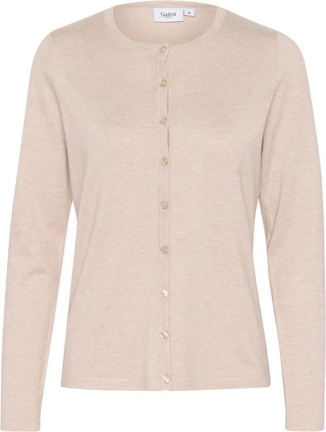 Saint Tropez Grijze Melange Gebreide Cardigan A8661 Beige Dames
