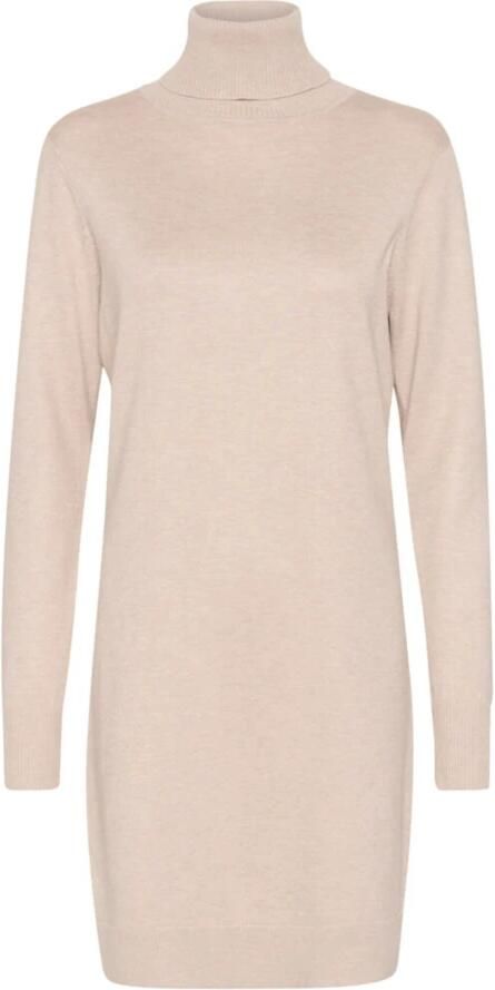 Saint Tropez Grijze Rollneck Jurk Melange Stijl Beige Dames