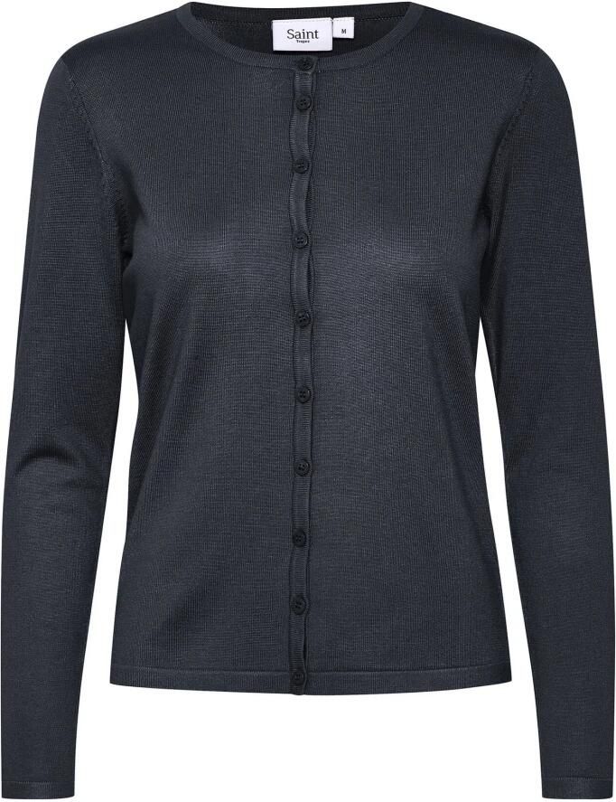 Saint Tropez Vest A8661 MilaSZ R-Neck Cardigan Viscose fijn gebreid Classic Fit
