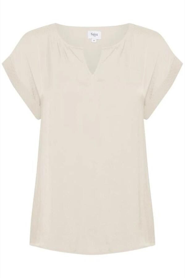 Saint Tropez Top met korte mouwen en stippenprint Beige Dames
